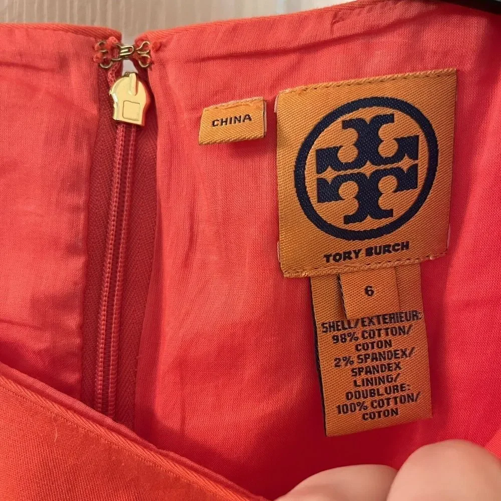 Tory Burch Meryl Sheath Sleeveless Dress Orange Women's Size 6 NWOT